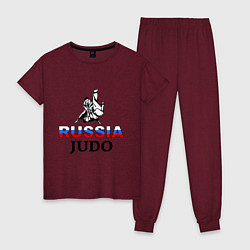 Пижама хлопковая женская Russia judo, цвет: меланж-бордовый