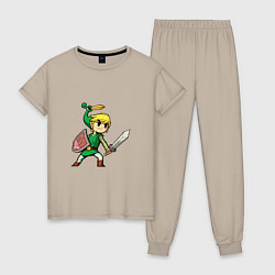 Пижама хлопковая женская Линк, цвет: миндальный