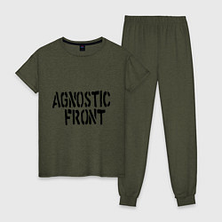 Пижама хлопковая женская Agnostic front, цвет: меланж-хаки
