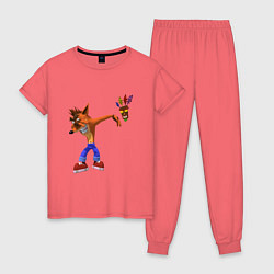 Пижама хлопковая женская Crash dab, цвет: коралловый