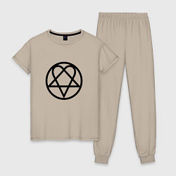 Пижама хлопковая женская HIM Symbol, цвет: миндальный