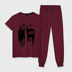 Пижама хлопковая женская Arctic Monkeys, цвет: меланж-бордовый