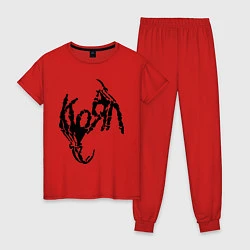 Пижама хлопковая женская Korn bones, цвет: красный