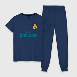 Пижама хлопковая женская Real Madrid: Ronaldo 07 цвета тёмно-синий — фото 1
