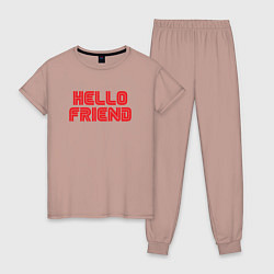 Пижама хлопковая женская Hello Friend, цвет: пыльно-розовый
