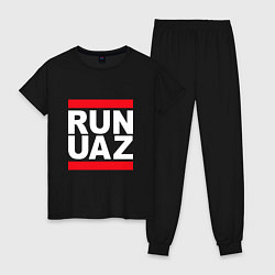 Пижама хлопковая женская Run UAZ, цвет: черный