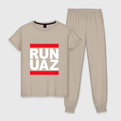 Пижама хлопковая женская Run UAZ, цвет: миндальный