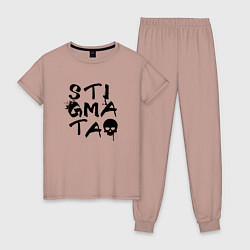 Пижама хлопковая женская Stigmata, цвет: пыльно-розовый