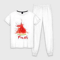 Пижама хлопковая женская Fresh арбуз, цвет: белый
