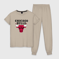 Пижама хлопковая женская Chicago Bulls, цвет: миндальный