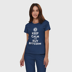 Пижама хлопковая женская Keep Calm & Buy Bitcoin, цвет: тёмно-синий — фото 2