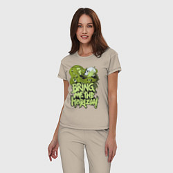 Пижама хлопковая женская Bring Me The Horizon: Green Girl, цвет: миндальный — фото 2