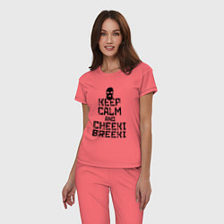 Пижама хлопковая женская Keep Calm & Cheeki Breeki, цвет: коралловый — фото 2