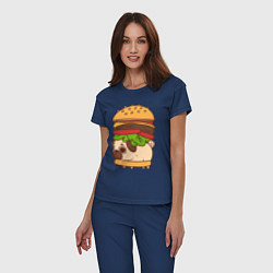Пижама хлопковая женская Мопс-бургер, цвет: тёмно-синий — фото 2