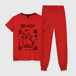 Пижама хлопковая женская QR-code-kote, цвет: красный