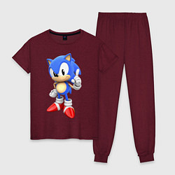 Пижама хлопковая женская Classic Sonic, цвет: меланж-бордовый