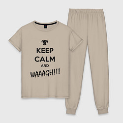 Пижама хлопковая женская Keep Calm & WAAAGH, цвет: миндальный