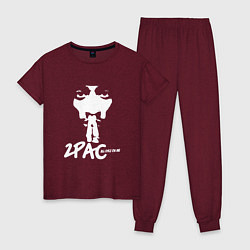 Пижама хлопковая женская 2Pac: All Eyez On Me, цвет: меланж-бордовый