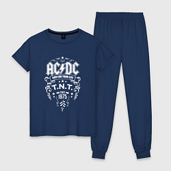 Пижама хлопковая женская AC/DC: Run For Your Life, цвет: тёмно-синий