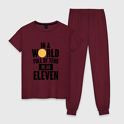 Пижама хлопковая женская Be A Eleven, цвет: меланж-бордовый