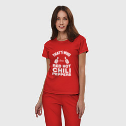 Пижама хлопковая женская That's Who Loves Red Hot Chili Peppers, цвет: красный — фото 2