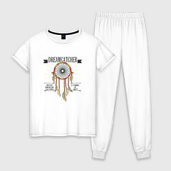 Пижама хлопковая женская Dreamcatcher, цвет: белый