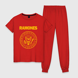 Пижама хлопковая женская Ramones, цвет: красный