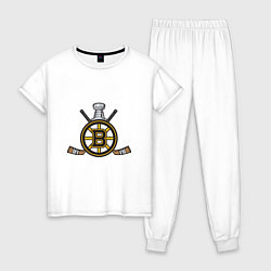 Пижама хлопковая женская Boston Bruins Hockey, цвет: белый