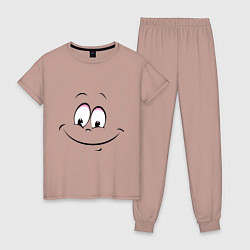 Пижама хлопковая женская Позитив со всех сторон, цвет: пыльно-розовый