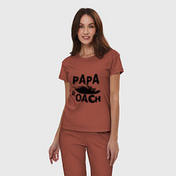 Пижама хлопковая женская Papa Roach, цвет: кирпичный — фото 2