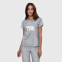 Пижама хлопковая женская TFK: White Logo, цвет: меланж — фото 2