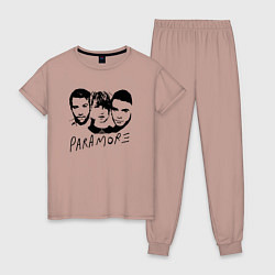 Пижама хлопковая женская Paramore Band, цвет: пыльно-розовый
