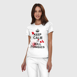 Пижама хлопковая женская Keep Calm & Kill Zombies, цвет: белый — фото 2