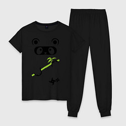 Пижама хлопковая женская Panda ninja, цвет: черный