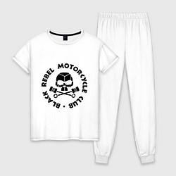 Пижама хлопковая женская Black rebel motorcycle club, цвет: белый