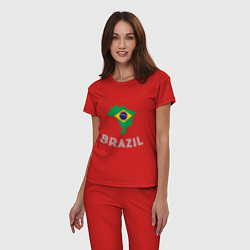 Пижама хлопковая женская Brazil Country, цвет: красный — фото 2