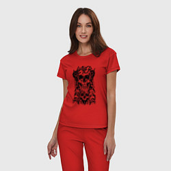 Пижама хлопковая женская Slayer Skulls, цвет: красный — фото 2