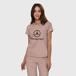 Пижама хлопковая женская Logo Mercedes-Benz цвета пыльно-розовый — фото 2