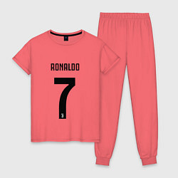 Пижама хлопковая женская RONALDO 7, цвет: коралловый