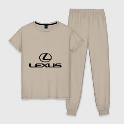Пижама хлопковая женская Lexus logo, цвет: миндальный