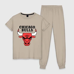 Пижама хлопковая женская Chicago Bulls, цвет: миндальный