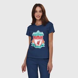 Пижама хлопковая женская Liverpool FC, цвет: тёмно-синий — фото 2