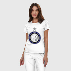 Пижама хлопковая женская Inter FC, цвет: белый — фото 2