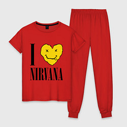 Пижама хлопковая женская I love Nirvana, цвет: красный
