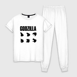 Пижама хлопковая женская Godzilla Mood, цвет: белый