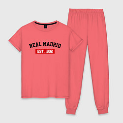 Пижама хлопковая женская FC Real Madrid Est. 1902, цвет: коралловый