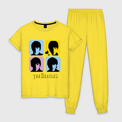 Пижама хлопковая женская The Beatles: pop-art, цвет: желтый