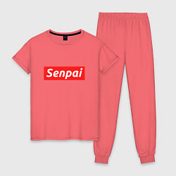 Пижама хлопковая женская Senpai Supreme, цвет: коралловый