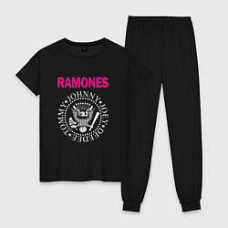 Пижама хлопковая женская Ramones Boyband, цвет: черный