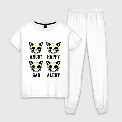 Пижама хлопковая женская Mood Cat, цвет: белый